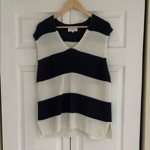 Blue and White Striped Knit Vest